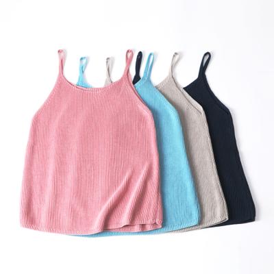 China Wholesale Custom Ladies Sleeveless Strapless U-Neck Breathable Knitted Sling Solid Color Vest Solid Color Acrylic Cotton for sale