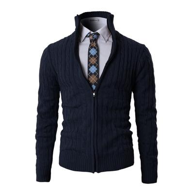 China New High Quality Round Neck Anti-wrinkle Men's Slim Zipper Long Sleeve Sweater Cardigan Wool Knit for sale