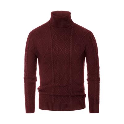 China Anti-wrinkle Popular Fashion Style Men's Cotton Slim Neck High Twisted Ribbed Sweater Knit Warm Pullover for sale