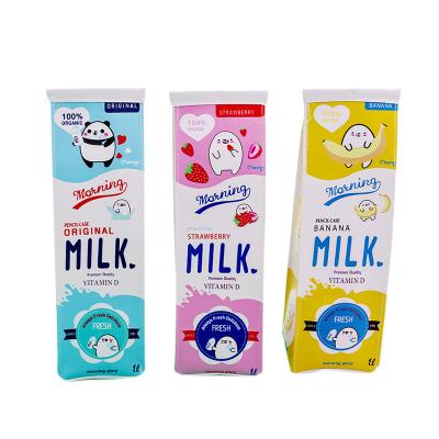 China Durable new cartoon cute milk pencil case, hot sales stationery large capacity simple portable pencil case for sale