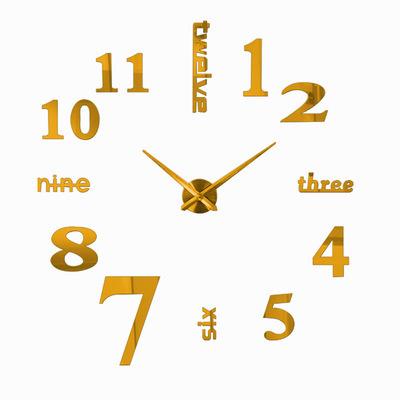 China Home Decor Art Watch Mirror Sticker Clock English Style Creative Antique Wall Clock Large DIY 3D Letters for sale