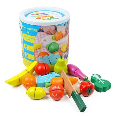 China Magnetic Toy Wooden Food Toy Vegetable Cutting Toy Kids Eco-friendly Educational Funny Fruit Cutting Toy for sale