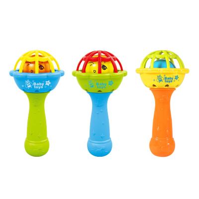 China Soft Plastic Rattle Stick Toys Hand Ratchets Baby Bell Teether for sale