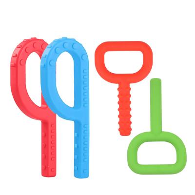 China Soft Teething Toy Silicone Baby Teether Toys Food Grade Safe Alphabet Shape for sale