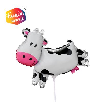 China Toy Balloon Stick Foil Balloons Baby Shower Decoration Small Mini Size Foil Animal Cow Gift for sale