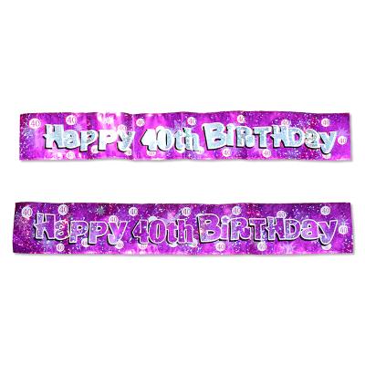 China Morden Birthday Party Supplies 40th Happy Birthday Laser Foil Banner for sale