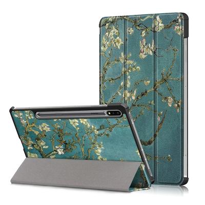 China Ultra Thin Color Painting Triple Stand Cover Leather Case For Samsung Galaxy Tab S8 Ultra 14.6 Tablet Cases for sale