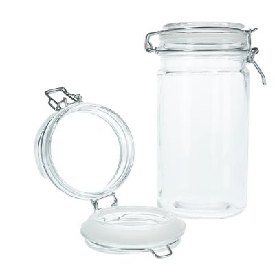 China Viable Factory Price Wholesale Glass Jar With Metal Clip Lid Glass Storage Jar Bottle With Flip Top Lid for sale