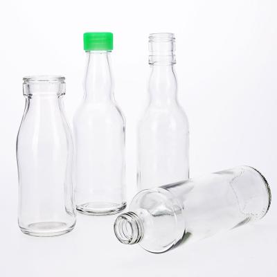 China Customizable Food VUE Products Green Round Bottle 250ml Juice Spirit Sauce Ketchup Glass Bottle 250ml for sale