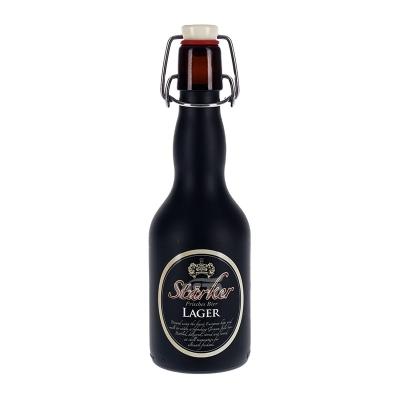 China 330ml 33cl Beverage Spray Amber Airtight Beer Glass Bottle With Sticker With Swing Top for sale