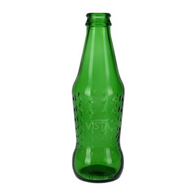 China 250ml Beverage Fruit Juice Sprite Beverage Green Glass Bottle With Crown Cap for sale