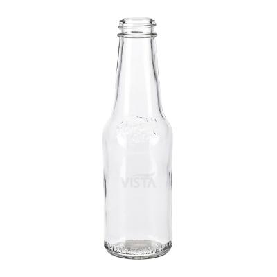 China Food Normal Flint Sauce 60ml Glass Bottle With Embossment Screw Cap Glass Bottle for sale