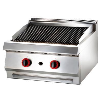 China Hotel Commercial Restaurant Cooking Kitchen Equipment Countertop Gas Lava Rock Grill for sale