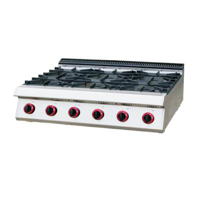 China Hotel Restaurant Equipment Commercial 304 Stainless Steel Countertop 6 Burner Gas Stove For Sale 1320*1020*450 for sale