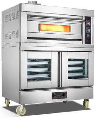 China Single Layer Double Trays Commercial Restaurant Kitchen Inductry Bread Making Machine Gas Baking Oven With Proofer for sale