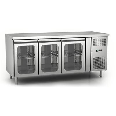 China SUS 304 hotel and restaurant supplies factory price stainless steel commercial glass door fridge freezers for sale