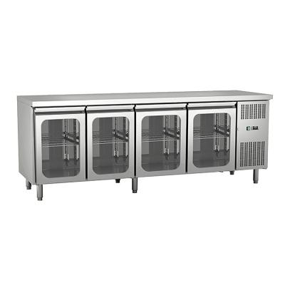 China SUS 304 Hotel Restaurant Kitchen Refrigeration Equipment Four Door Refrigeration Refrigerator Glass Counter for sale