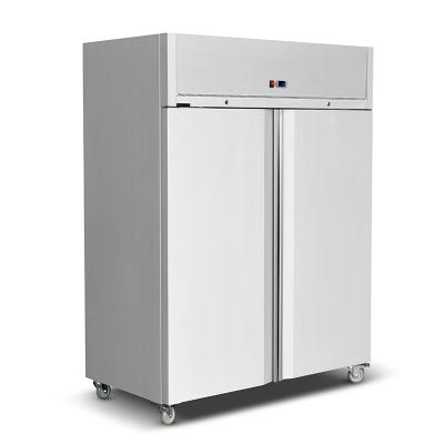 China Commercial Solid SUS 304 Kitchen Refrigeration Equipment Stainless Steel Double Door Reach-In Refrigerator for sale