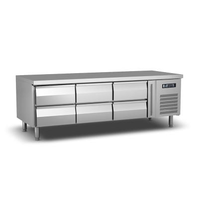 China Commercial Single-Temperature Refrigeration Stainless Steel Equipment Six Door Chiller Undercounter Refrigerators Chest Freezer for sale