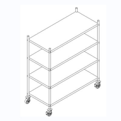 China 304 4 tier shelving with wheel for sale