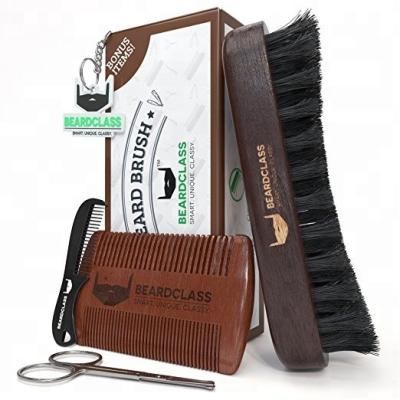 China Hot Selling Men's Naturally Eco-Friendly Beard Brush Grooming Kit for sale