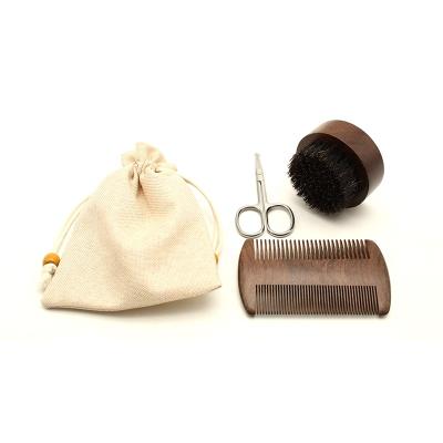 China 2021 Hot Sale Travel 2021 Hairdresser Beard Shear Brush Sandalwood Wooden Comb Beard Grooming Kit for sale