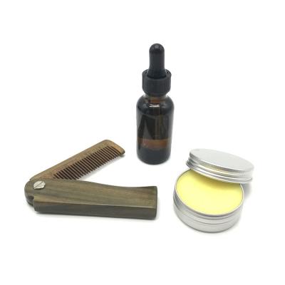 China 2021 eco-friendly hot sale private label beard balm and oil with folding comb and packing for sale