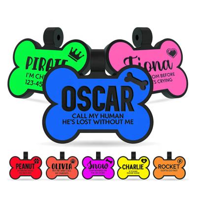 China Stocked Personalized Dog ID Tags, Easy To Read, Durable And Quiet Silicone Engraved Tags For Pets for sale