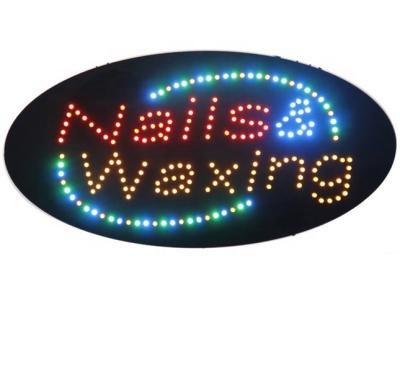 China Oval Stained Glass NAILTALK Socket Custom Advertising BS Animation Waxing Led Outdoor Small Nail Shop Sign for sale