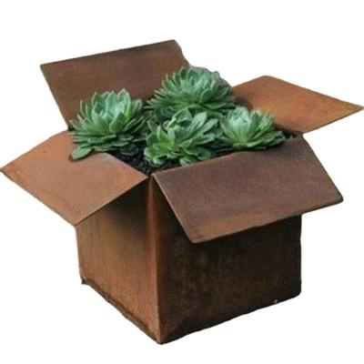 China Corrosion Resistance Large Square Metal Laser Cut Flower Box Corten Steel Planter Pot for sale