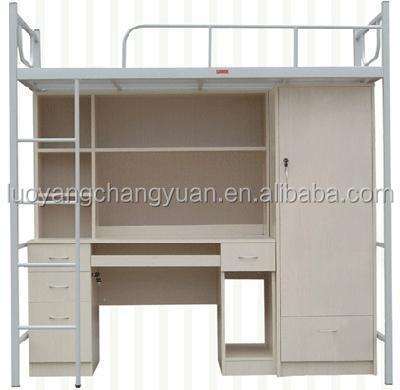 China Dormitory Bed School Furniture Dormitory Double Bunk Beds Metal Cabinet for sale