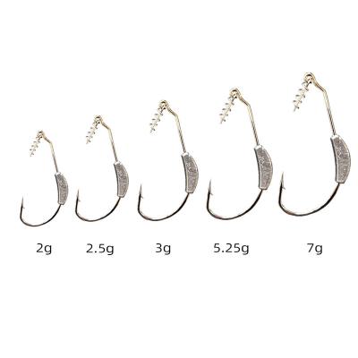 China fish hook with weight weighted hooks for soft plastics weighted rig plastics wacky soft worm weighted worm hook for sale