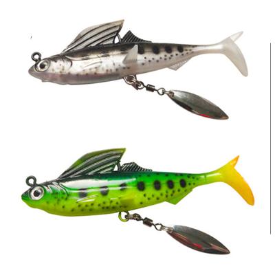 China Long Mount Soft Plastic Fishing Lure Swimbait With Spinner For Bass 8.5cm 12.7g for sale