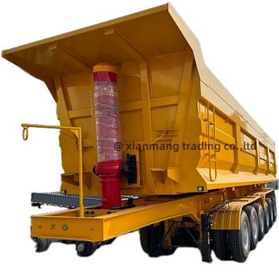 China Heavy Duty Dump Semi Trailer And U Type 50/60 Tons Truck Trailer Tandem Hydraulic Tipping Box Tipper Trailer For Sale for sale