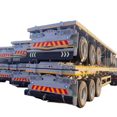 China High Efficiency Shipping Container Semi-Trailer Blue 30-80 Tons 2 3 4 Axles Flatbed Semi Trailer for sale