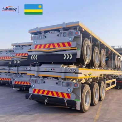 China 40ft 3 And 4axles 48ft 53ft Platform Flatbed Container Semi Trailer With Tractor Steel Floor 3-5mm Diamond Plate for sale