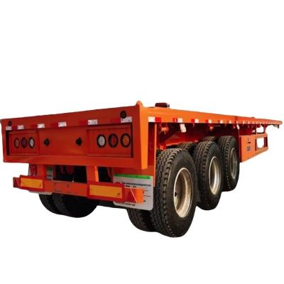 China Commercial 3 Axle Extendable 40ft 60 Ton Flatbed Semi Trailer , Platform Semi Trailer For Tractor Truck And Cargo Transportation for sale