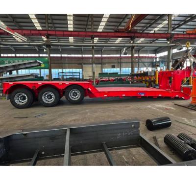 China Hydraulic Detachable Gooseneck Semi Truck Lowboy Trailer , Heavy Machine Transport Lowboy Trailer For Zimbabwe for sale