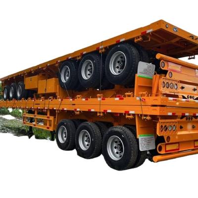 China Customizable 4-Axle Flatbed Semi-Trailer 12R22.5 Tire Semi Truck Flatbed Trailer For Sale for sale