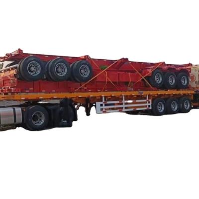 China 3 Axle 20ft Shipping Container Flatbed Semi Truck Flatbed Semi Trailer With Bolster for sale