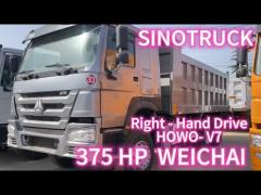 Right Hand Drive SINOTRUCK Howo 375 Tipper Truck Euro 3 21-30T Capacity 2 Reverse Shift