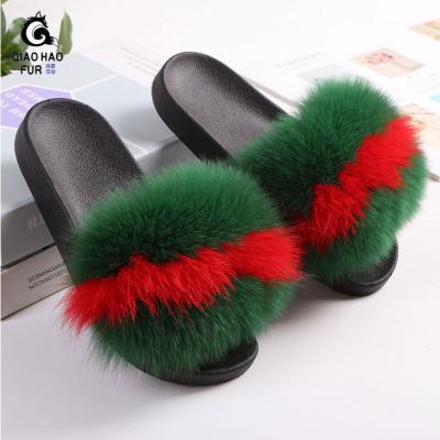 China Fashion trend slippers high quality unique best selling fur slippers with strap realSlides cheap slippers for sale