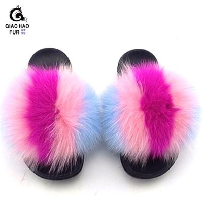 China Fashion Trend Slippers Faux WomanSlides Slippers Design Slipper New Style Fox Fur Fashion for sale