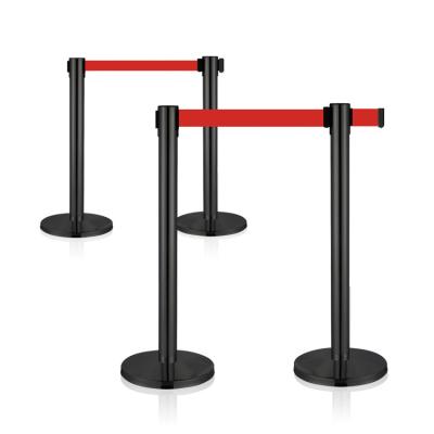 China Hotel Black Airport Museum Bollard Retractable Crowd Control Queue Support Barrier for sale