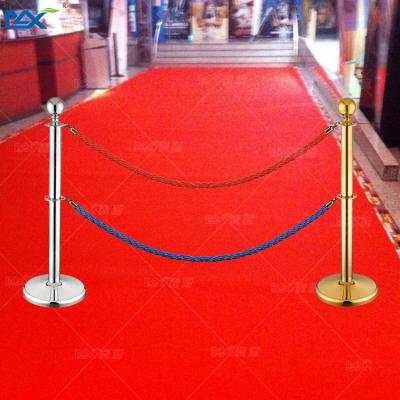 China Flat twisted rope barrier of stainless steel double support doubles velvet ropes pole and post ropes for subway for sale