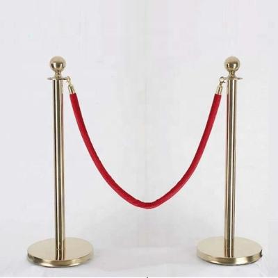 China Ball Velvet Rope Support Top Gold Color Plated Post Rope Barrier Crowd Control Barrier and Rope for sale