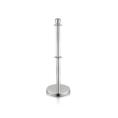 China 201# Stainless Steel Double Two Ropes Stand Up Stainless Steel Barricade Queue Rope Support Pole Queue Line for sale