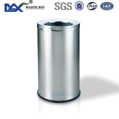 China Max Sustainable Round Stainless Steel Shopping Mall Waste Open Top Trash Can And Trash Can For Hotel Trash Can for sale