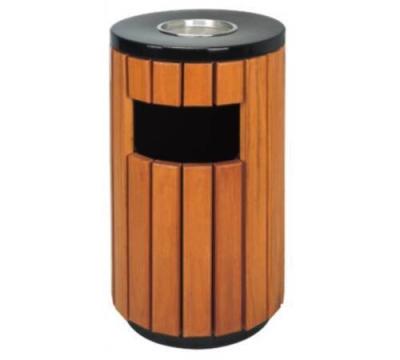 China Communtiy sustainable wpc wooden trash cans and wooden trash can with ashtray for plaza garbage bin for sale