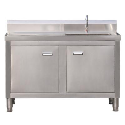 China With Faucet High Quality Commercial Kitchen Use Stainless Steel Double Sink Outdoor Cabinet With Doors for sale